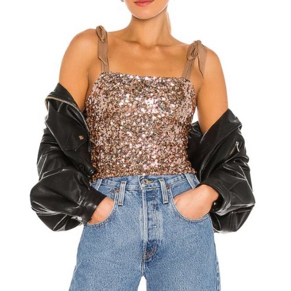 NWT Free People Hey Girl Sequin Cami Champagne size Small - Picture 7 of 16
